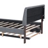 Sapphtopaz Bed Frame with Teddy Vertical Stripes LED Headboard Upholstered Platform Bed for Bedroom, Apartment - 3 of 4