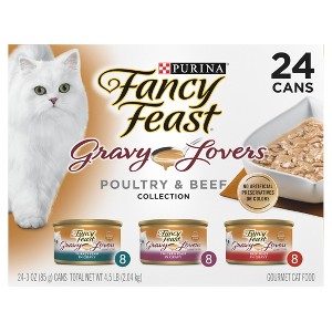 Purina Fancy Feast Gravy Lovers Chicken, Turkey & Beef Flavor Wet Cat Food Cans Variety Pack - 3oz/24ct - 1 of 4