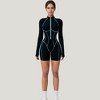 Anna-Kaci Active Women's Long Sleeve Zip Front Active Romper with Neon Piping and Contoured Seams - 2 of 4