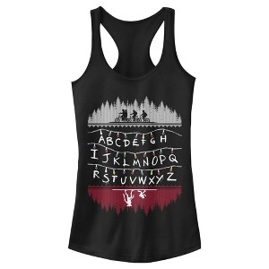 Juniors Womens Stranger Things Alphabet Lights Racerback Tank Top - 1 of 4