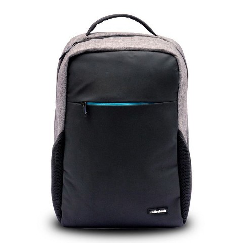 RadioShack 15.6" Laptop Backpack, Black/Grey with Blue Accents, Tech Bag for Men & Women, Sleek Design for Office, School & Travel 2607052