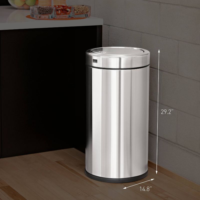 simplehuman 55L Swing Top Commercial Trash Can Stainless Steel, 4 of 6