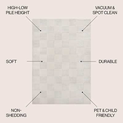 Thea White and Cream Geometric High-Low 3x5 Area Rug