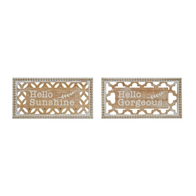 (Set of 2) 5.85" Farmhouse Wood Wall Decors White - Olivia & May