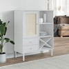 vidaXL SENJA Highboard Rattan Look White 35.4"x15.7"x44.1" Solid Wood Pine - 2 of 4