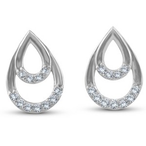 Pompeii3 1/10ct Diamond Pear Shape Dangle Petite Earrings 14k White Gold - 1 of 4