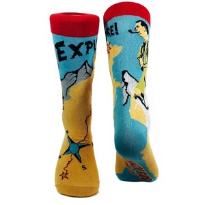 Crazy Dog Explore Socks Funny Outdoor Hiking Camping Casual Footwear (Yellow) - Mens (7-12) - 1 of 4