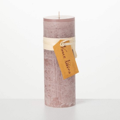 Vance Kitira 9" Rustic Mauve Timber Pillar Candle ,Scentless, Clean-Burning, Environmental Friendly