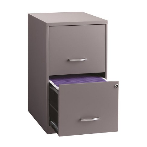 18 Deep 2 Drawer Metal File Cabinet In Platinum Gray Hirsh