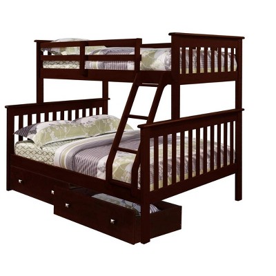 Donco Kids Hilde Mission Twin Over Full Cappuccino Bunkbed With Dual Underbed Drawers