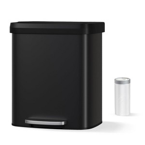 13 Gallon/50 Liter Metal Large Trash Can with Lid, Suitable for Kitchen, Office, Bedroom Trash Can - 1 of 4