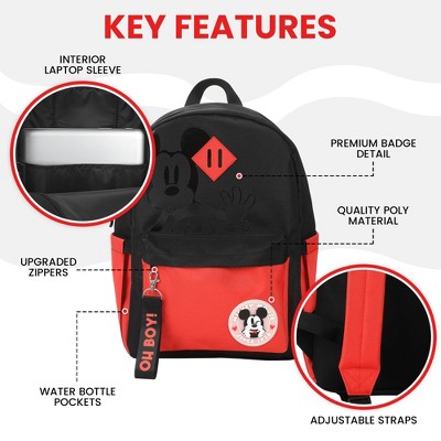 Disney Mickey Mouse Character Face 16.5" Adult Black & Orange Backpack — фото 2