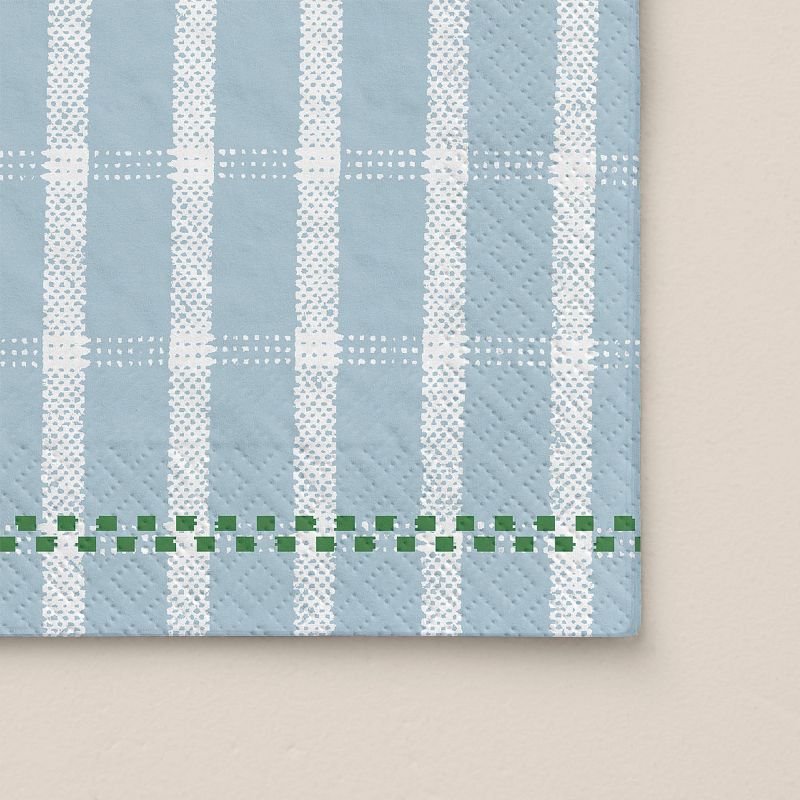 14ct Checkered Plaid Paper Beverage Napkins Cream/Light Blue/Green - Hearth &#38; Hand&#8482; with Magnolia, 3 of 4