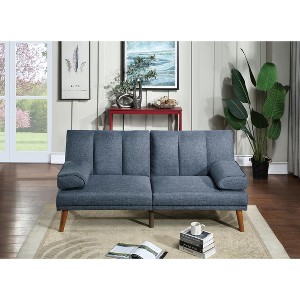 Navy Polyfiber 1pc Adjustable Sofa Living Room Furniture Solid wood Legs Plush Couch - 1 of 1