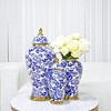 NicBex Cylinder Ceramic Vase Home Decor with Blue Pattern, Gold Trim and Removable Lid for Centerpieces for Dining Room, Living Room, Office - 2 of 4