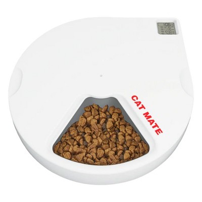 Closer Pets Cat Mate 5 Meal Automatic Individual Mealtime Pet Feeder with Digital Timer and Ice Pack for Small Dogs or Up To 2 Cats, White