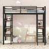 Twin Size Metal Loft Bed with Shelves and Desk for Bedroom - 3 of 4