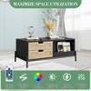 GustoWave Rattan Coffee Table with LED Lights, 4 Large Storage Drawers and 2 Open Storage Shelf for Living Room, Apartment, Office, Black/Oak - 3 of 4