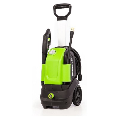 GreenWorks GPW1703 1700 PSI 1.2 GPM 13 Amp Electric Corded Power Vertical Pressure Washer with Hose Reel, Green