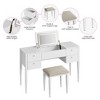 Bedroom Makeup Vanity Desk with Mirror and Lighted Lights - 3 In 1 Modern Flip Top Vanity Set with 5 Drawers, Stool Chair, 3 Lighting Modes - 4 of 4