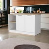 HomeRoots White and Oak 59" Kitchen Island With Storage - 2 of 4