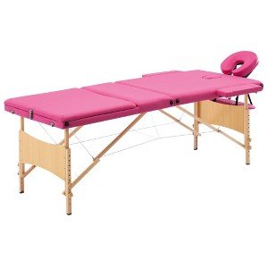 vidaXL Foldable Massage Table 3 Zones Wood Pink - 1 of 4