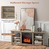 Tangkula 58" Fireplace TV Stand w/ 18" 1400W Electric Fireplace Adjustable Brightness Grey - 3 of 4