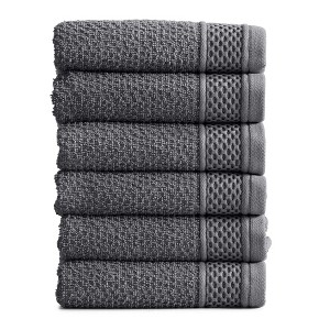 Market & Place Cotton Quick Dry Textured 6-Pack Hand Towel Set - 1 of 4