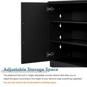 Sideboard with 4 Doors Large Storage Space Buffet Cabinet with Adjustable Shelves and Silver Handles - 1 of 4