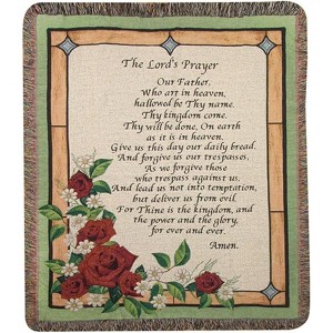 Manual Woodworks and Weavers Faith Blanket – Stained Glass Prayer Throw in Bold Jewel Tones - 1 of 3