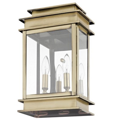 Antique Brass Princeton 2-Light Outdoor Wall Lantern with Clear Glass