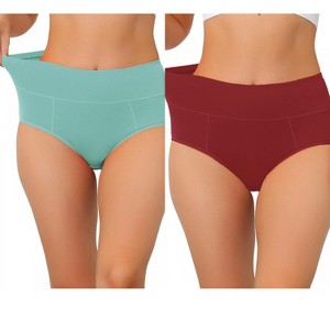 Allegra K Women's High Waist Available in Plus Size Tummy Control Briefs 2 Packs - 1 of 4