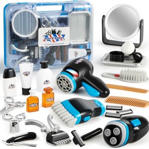 Barber Shop Pretend Play Toy,  23Pcs Kids Shaving Kit for Boys, Haircut Kit for 3+ Year Old Birthday Gift, Toddler Play Set Storage Box for Role Play - 1 of 4