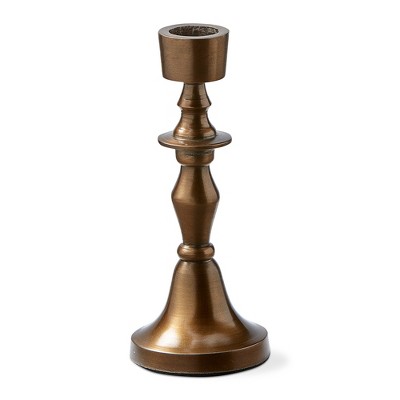 tagltd Antique Brass Cast Aluminum Francesca Taper Candle Holder Small 2.5L x 2.5W x 6.0H inches