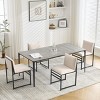 Set of 2 Modern Upholstered Dining Chairs with Linen Cushions & Metal Frame,Minimalist Style Kitchen Chairs-The Pop Home - 2 of 4