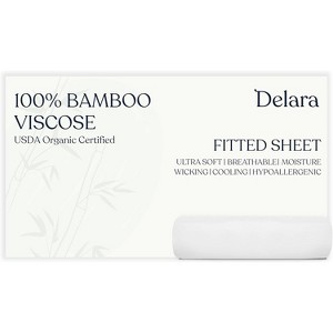 Delara 100% Organic Viscose Derived from Bamboo Fitted Sheet - Deep Pocket, Soft Cooling Bed Sheet, Secure Fit for Mattresses Up to 18” - 1 of 4