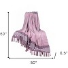 HomeRoots 50" X 60" Pink Woven Cotton Striped Throw Blanket with Tassels and Embroidery - 3 of 4