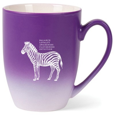 Elanze Designs 12 Ounce Ceramic Decorative Laser Engraved Giftable Novelty Tea Coffee Cup Mug Purple and White Zebra Balance Loyalty Awareness Clever