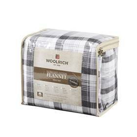 Queen Gray Plaid Cotton Flannel Sheet Set