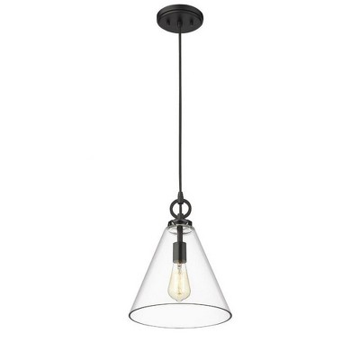 Harper Matte Black Glass Pendant Light with Conical Shade