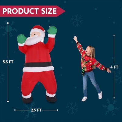 5.5 FT Red and Green Inflatable Hanging Santa with LED Lights