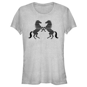 Juniors Womens Lost Gods Southwestern Horse Silhouettes  T-Shirt - Athletic Heather - Large - 1 of 4