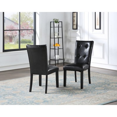 Asian Hardwood Solids and Engineered Wood Parsons Chair (Set of 2) with Tufted and Pleated Back, Corner-Blocked Construction