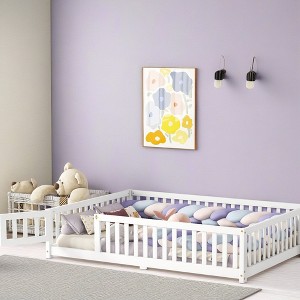 ROOMTEC Floor Bed with Safety Guardrails and Door for Kids - 1 of 4