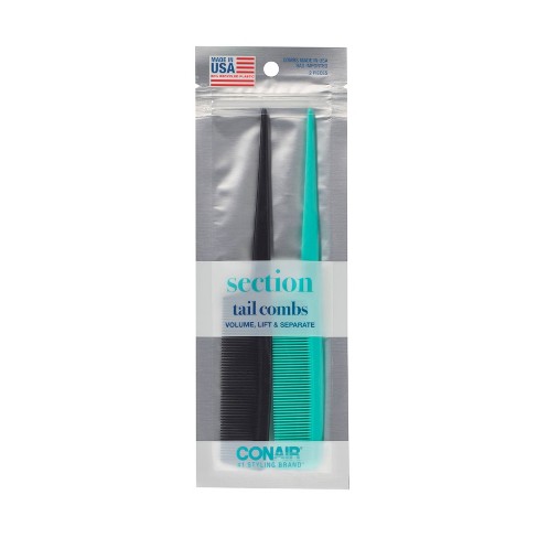 Conair Volume, Lift, And Separate Fine-tooth Tail Combs - Black/teal - 2pk  : Target