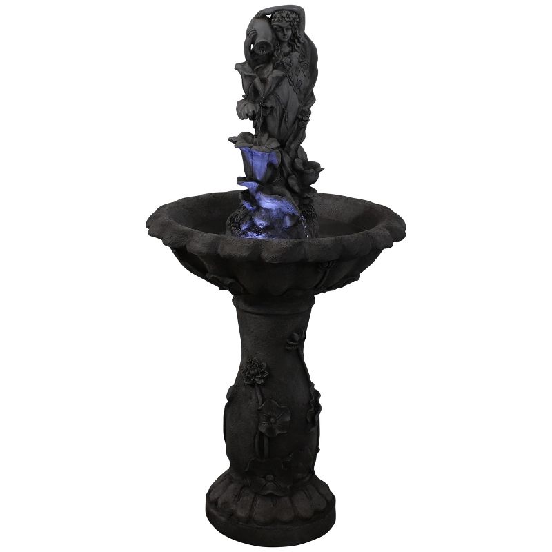 Sunnydaze Outdoor Polyresin Fairy Flower Solar Powered Water Fountain Feature with Battery Backup - 42", 6 of 15