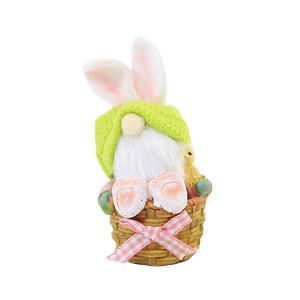 4.5 Inch Gnome Bunny Figurine Basket Rabbit Gnome Figurines - 1 of 3