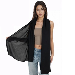 Anna-Kaci Womens Lightweight Chiffon Long Fashion Scarves Solid Color Fall Wrap Shawls - 1 of 4