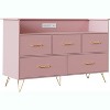 Dresser for Bedroom,47"Wide Chest of Drawers with LED Lights,Charging Station,5 Smooth-Sliding Drawers,Modern Wood Storage Cabinet for Living Room - 2 of 4