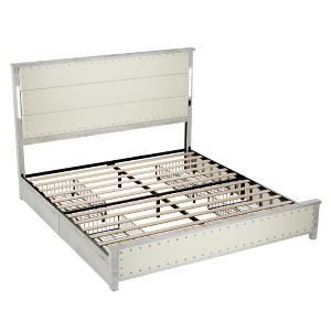 CLIHOME Bed Frame with Upholstered Headboard and 4 Storage Drawers, Charging Station and LED Lights - 1 of 4
